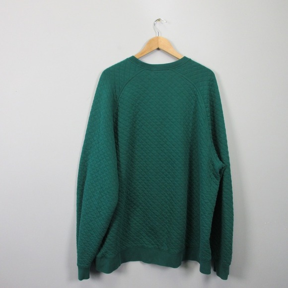 LL Bean Traditional Fit Sweatshirt Men 3XL Green Quilted Crewneck Cotton 600 - Picture 4 of 11